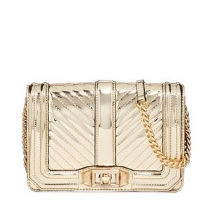 Rebecca Minkoff Love Small Chevron Quilted Crossbody Bag, Gold